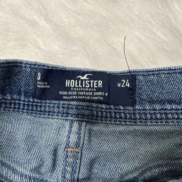 Hollister Sz 26 LOT of 2 Denim Cut-Off Shorts High Waisted Black / Med Blue - Picture 3 of 16